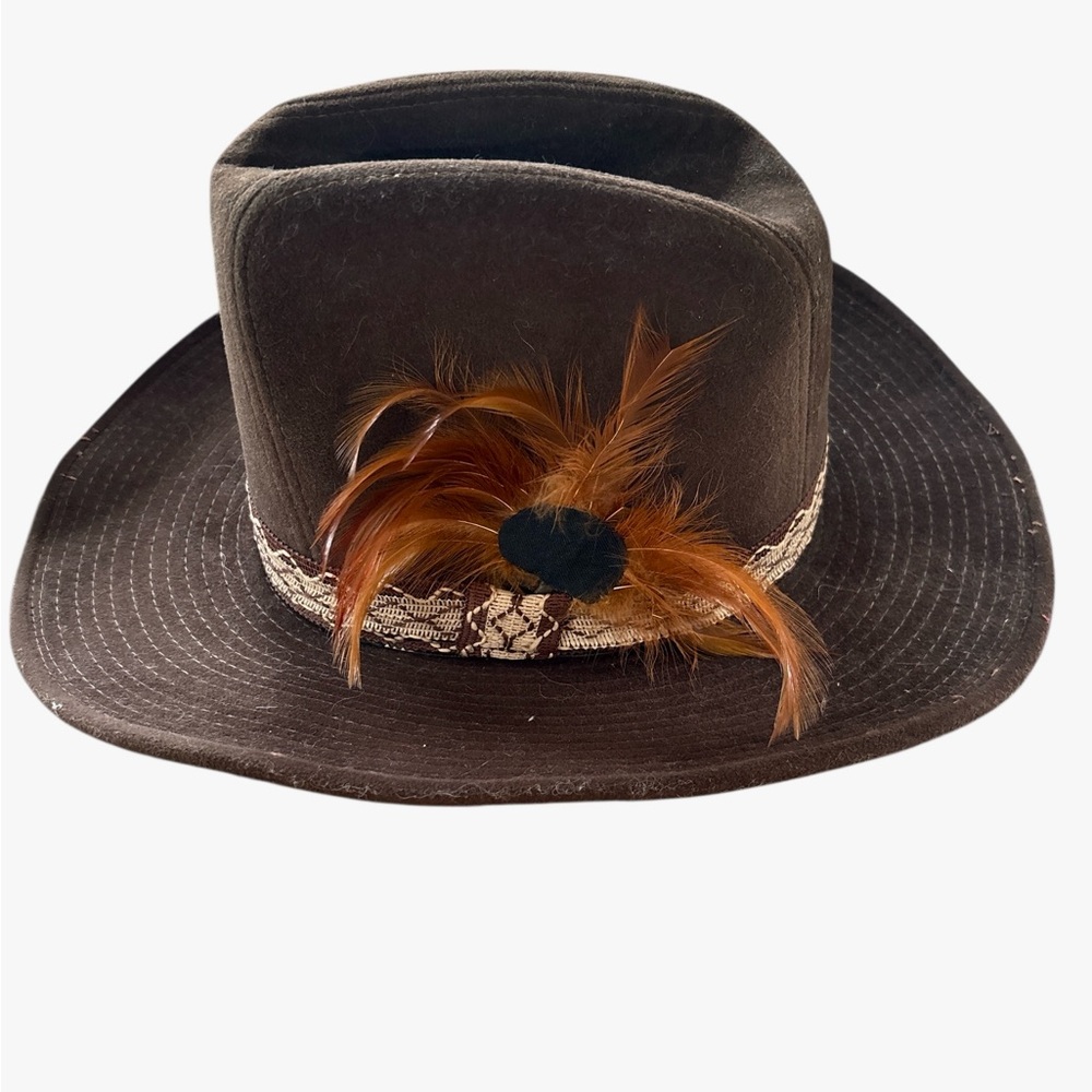 Canyon Trail large boys coyboy hat  (55) Brown Fedora Hat with Feather Accent